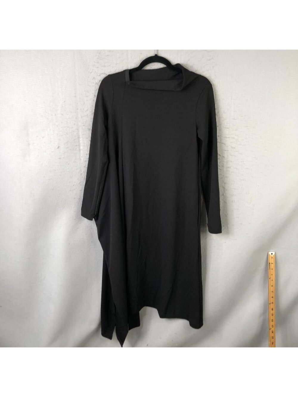 XD Xenia Design Dress Womens S Black Asym Hem Long Sleeve Jersey Maxi Shift